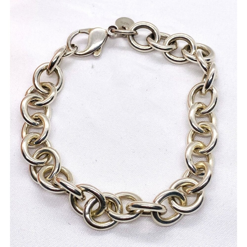 Tiffany & Co Sterling Silver 925 Rolo Bracelet 10x11mm Round Tag